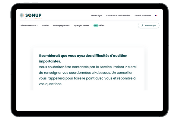 Test auditif en ligne résultat "exemple donner: il semblerait que vous ayez des difficultés d'audition importantes.