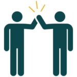 pictogramme aide deux personnes ce claque dans les mains